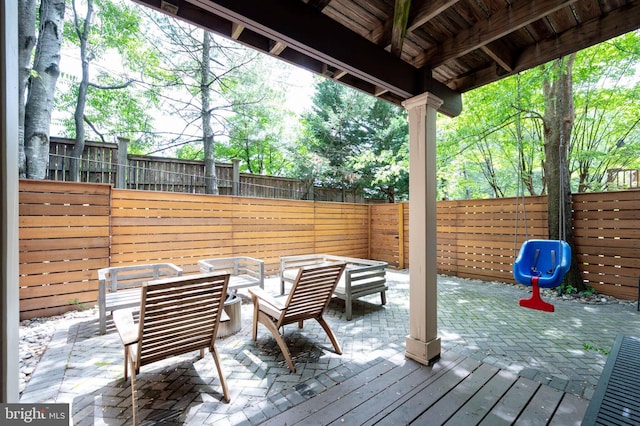 45 Arell Ct, Alexandria, VA 22304 - wooden deck with a fenced backyard and outdoor lounge area