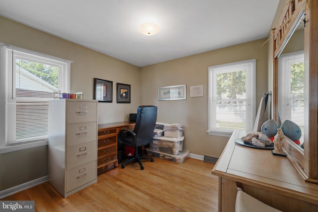 355 Agabiti Ct, Hamilton, NJ 08610 - office area featuring light wood-style flooring, plenty of natural light, and baseboards