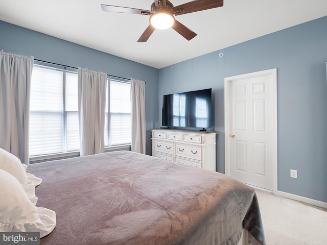 1390 Parish Ave, Claymont, DE 19703 - bedroom with baseboards, light colored carpet, and a ceiling fan