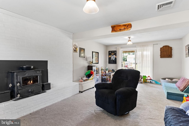 view of carpeted living area