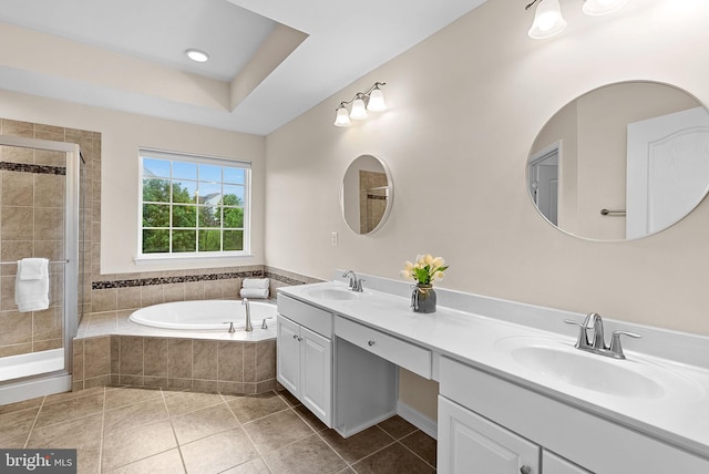 43127 Rocks Way, Leesburg, VA 20176 - full bath with a stall shower, a garden tub, tile patterned floors, and double vanity
