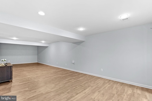 43127 Rocks Way, Leesburg, VA 20176 - finished below grade area with baseboards, light wood-type flooring, and recessed lighting