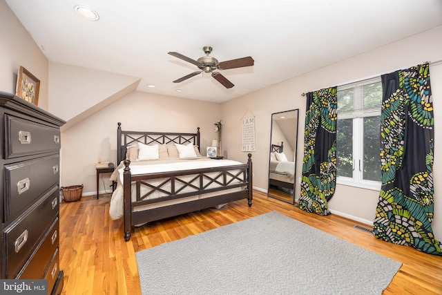 26882 Pratt Rd, Salisbury, MD 21801 - bedroom featuring light wood-style flooring, baseboards, ceiling fan, and recessed lighting