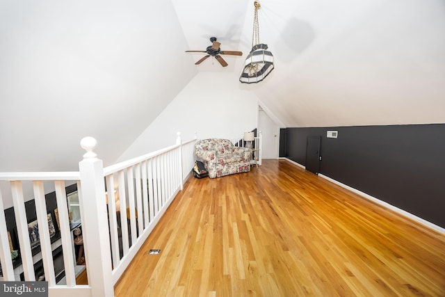 26882 Pratt Rd, Salisbury, MD 21801 - additional living space with a ceiling fan, lofted ceiling, and wood finished floors