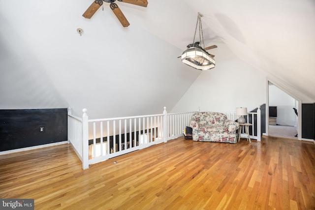 26882 Pratt Rd, Salisbury, MD 21801 - additional living space featuring a ceiling fan, vaulted ceiling, and wood finished floors