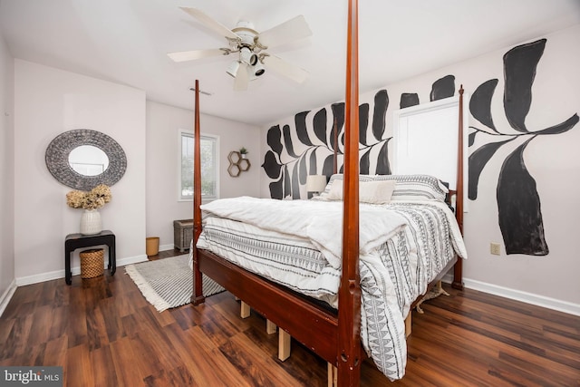26882 Pratt Rd, Salisbury, MD 21801 - bedroom featuring baseboards, wood finished floors, and a ceiling fan