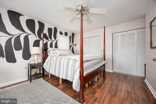 26882 Pratt Rd, Salisbury, MD 21801 - bedroom featuring baseboards, wood finished floors, and a ceiling fan