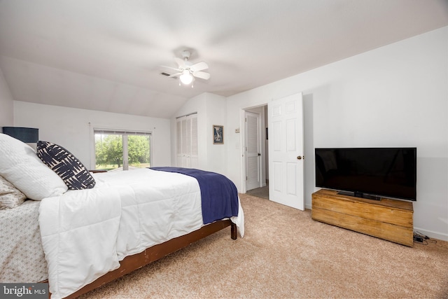 26882 Pratt Rd, Salisbury, MD 21801 - carpeted bedroom with vaulted ceiling, a ceiling fan, and a closet