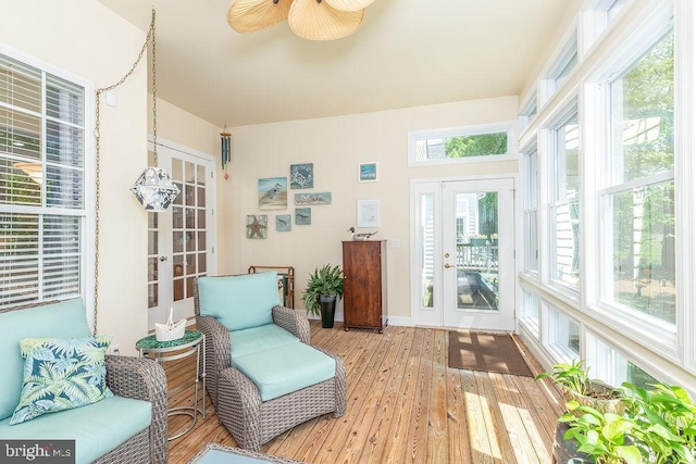 111 Central Parke E, Ocean Pines, MD 21811 - sunroom featuring french doors, wood-type flooring, and a ceiling fan