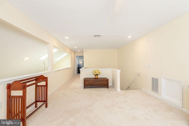 111 Central Parke E, Ocean Pines, MD 21811 - sitting room with an upstairs landing, carpet floors, recessed lighting, and baseboards
