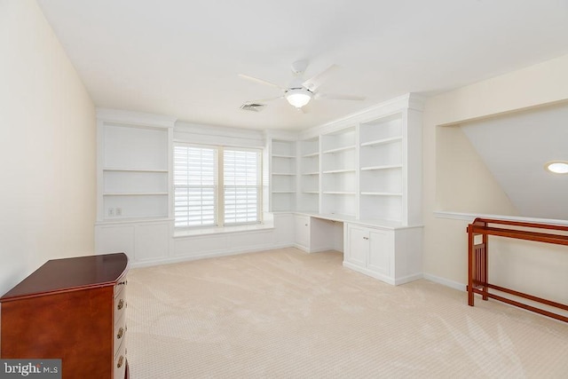 111 Central Parke E, Ocean Pines, MD 21811 - unfurnished office with light colored carpet, a ceiling fan, and built in study area