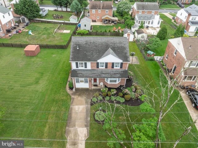 aerial view of residential area