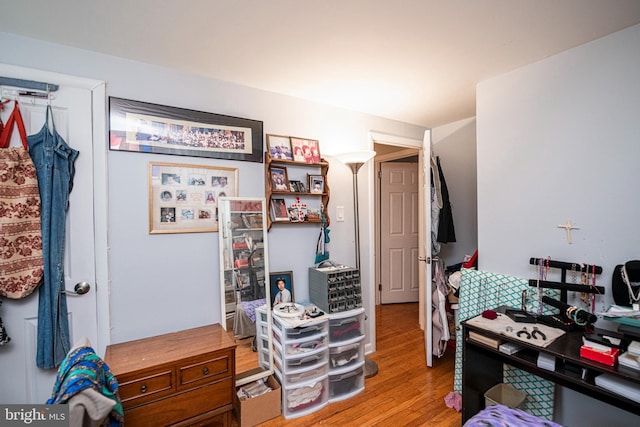 bedroom with light wood-style flooring