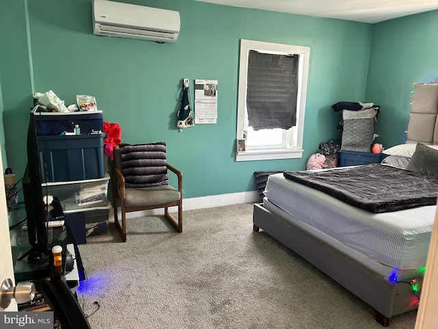 402 Market St, Marcus Hook, PA 19061 - carpeted bedroom featuring a wall mounted air conditioner and baseboards