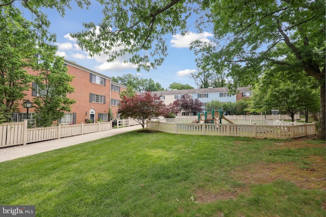 view of yard with a playground