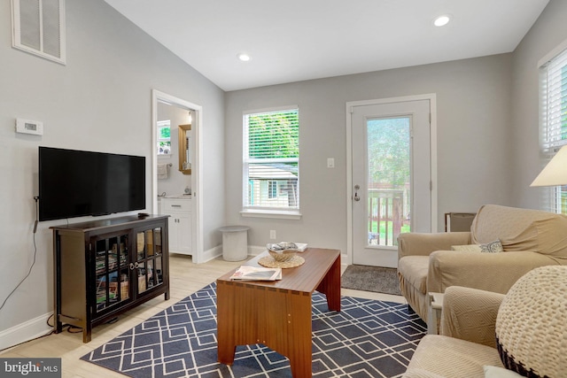 2914 6th St S, Arlington, VA 22204 - living area featuring baseboards, recessed lighting, and light wood finished floors