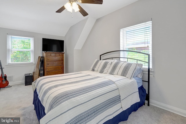 2914 6th St S, Arlington, VA 22204 - carpeted bedroom with lofted ceiling, baseboards, and a ceiling fan