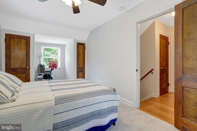 2914 6th St S, Arlington, VA 22204 - bedroom featuring lofted ceiling, light colored carpet, a ceiling fan, and baseboards