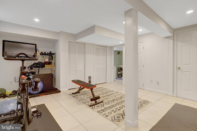 2914 6th St S, Arlington, VA 22204 - workout area with tile patterned floors, recessed lighting, and baseboards