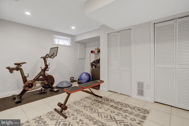 2914 6th St S, Arlington, VA 22204 - exercise area with recessed lighting, tile patterned floors, and baseboards