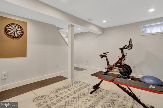 2914 6th St S, Arlington, VA 22204 - workout area with recessed lighting, baseboards, and light tile patterned floors