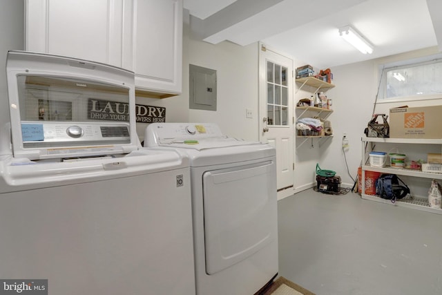 2914 6th St S, Arlington, VA 22204 - laundry area with cabinet space, washer and clothes dryer, and electric panel