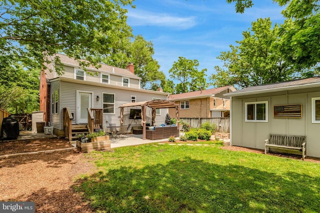 2914 6th St S, Arlington, VA 22204 - back of house with an outdoor hangout area, a patio area, a chimney, and a pergola