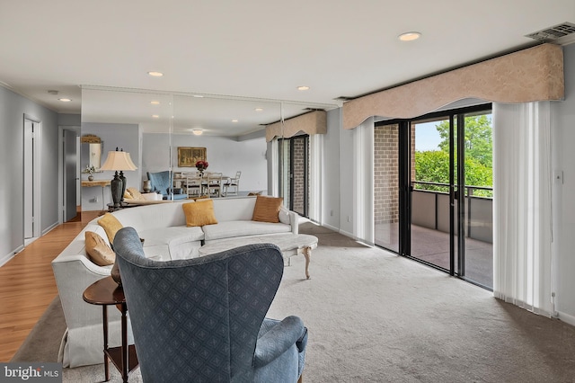 2 High Stepper Ct Unit 201, Baltimore, MD 21208 - living area featuring baseboards, recessed lighting, ornamental molding, and wood finished floors