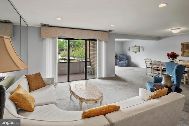 2 High Stepper Ct Unit 201, Baltimore, MD 21208 - living area with carpet, crown molding, recessed lighting, and baseboards