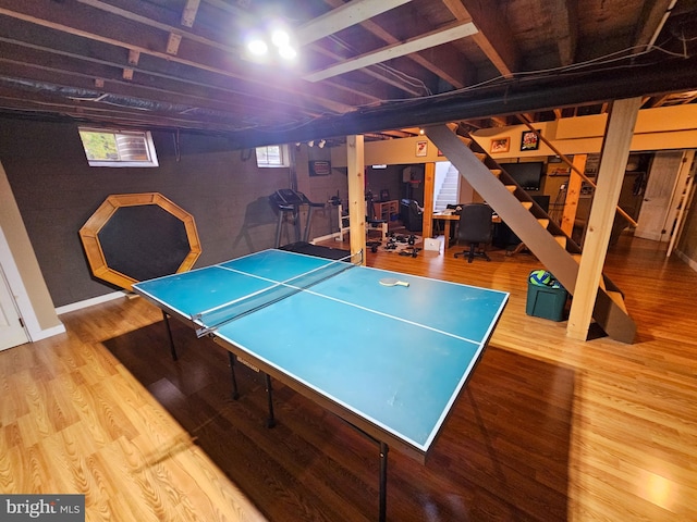 game room featuring wood finished floors