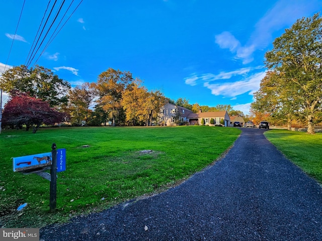 view of property's community featuring a lawn