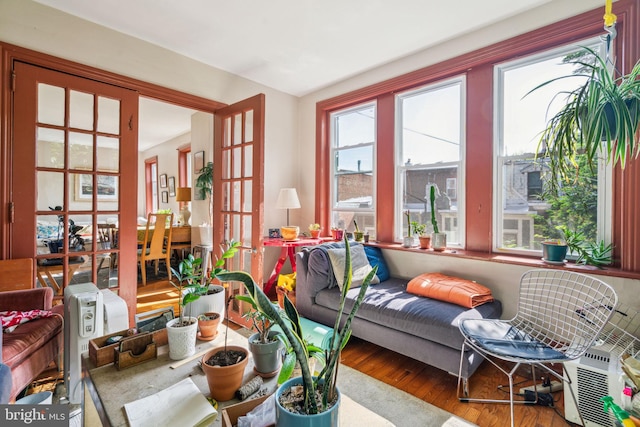sitting room with wood finished floors