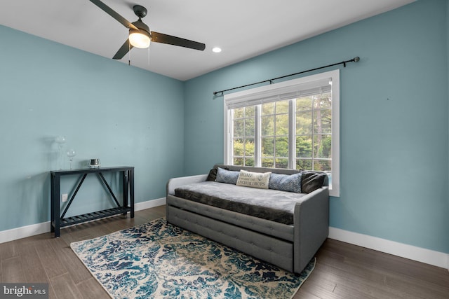 36 Boone Trl, Severna Park, MD 21146 - sitting room with baseboards, a ceiling fan, wood finished floors, and recessed lighting
