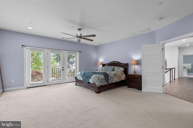 36 Boone Trl, Severna Park, MD 21146 - carpeted bedroom with access to exterior, ceiling fan, baseboards, and recessed lighting