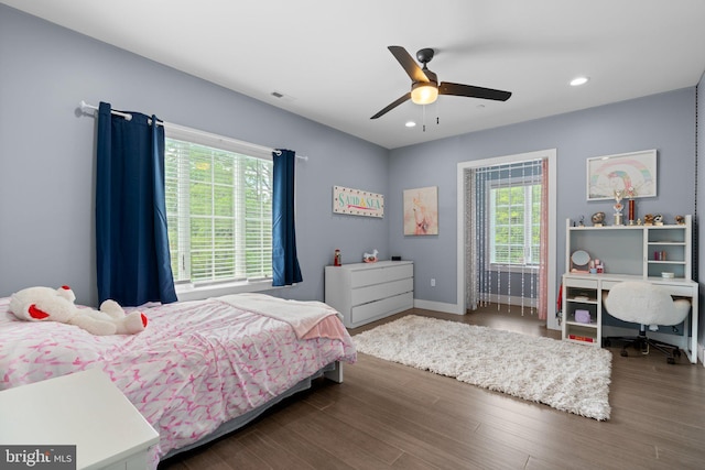 36 Boone Trl, Severna Park, MD 21146 - bedroom featuring wood finished floors, baseboards, recessed lighting, and ceiling fan