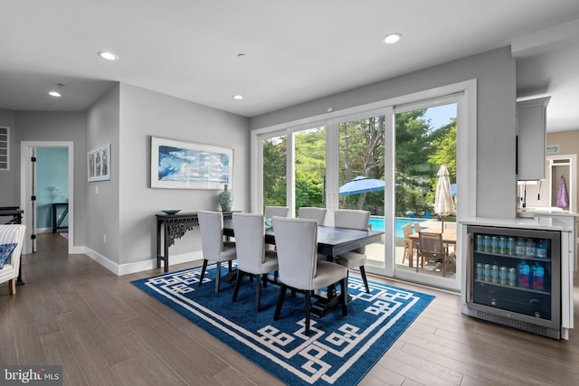 36 Boone Trl, Severna Park, MD 21146 - dining area featuring wine cooler, wood finished floors, recessed lighting, and baseboards