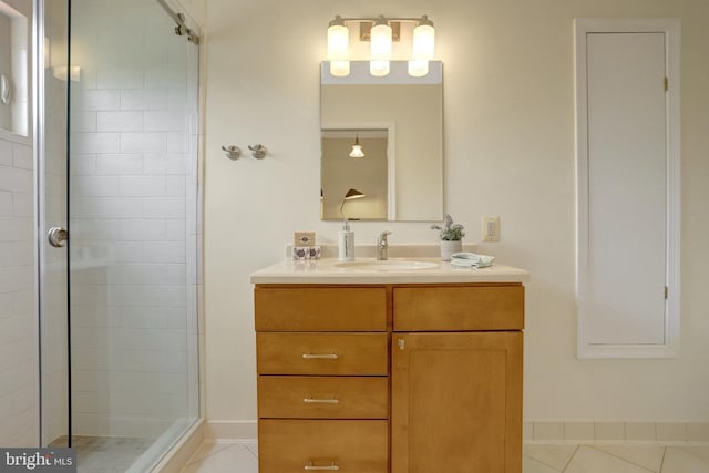 1807 N Barton St, Arlington, VA 22201 - full bath with a stall shower, vanity, and tile patterned floors