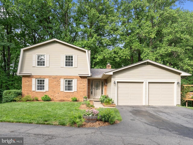 5731 Wooden Spoon Ct, Burke, VA 22015 - view of front of home with an attached garage, driveway, a gambrel roof, and brick siding
