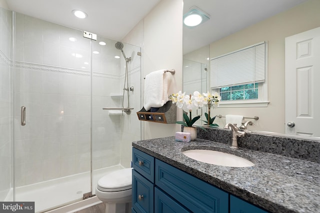 5731 Wooden Spoon Ct, Burke, VA 22015 - full bath featuring toilet, a shower stall, vanity, and recessed lighting