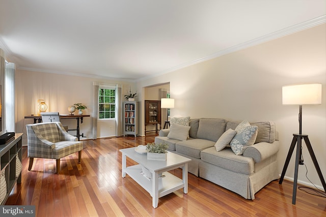 5731 Wooden Spoon Ct, Burke, VA 22015 - living room featuring crown molding, hardwood / wood-style flooring, and baseboards