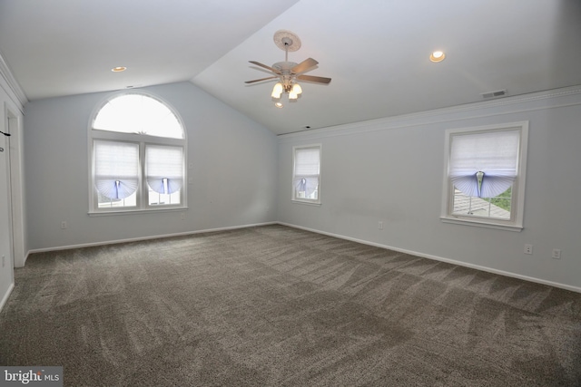 16 Cotswold Way, Sewell, NJ 08080 - carpeted spare room with ceiling fan, vaulted ceiling, and baseboards
