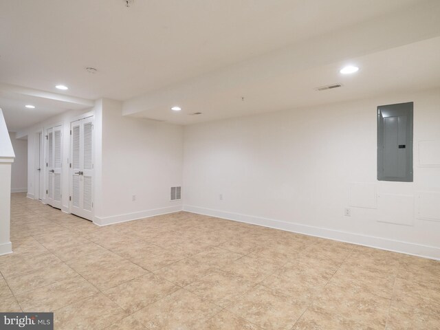 314 Potts Pl, Philadelphia, PA 19123 - finished below grade area with electric panel, recessed lighting, and baseboards