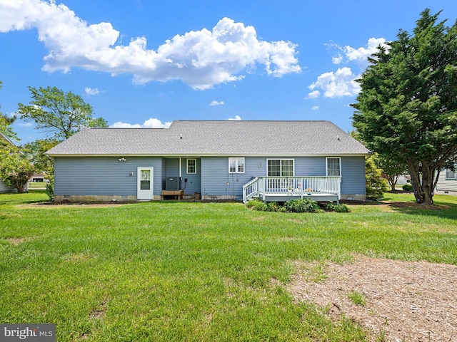 38284 Waterway Dr, Ocean View, DE 19970 - rear view of house featuring a wooden deck and a yard