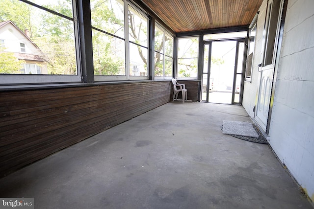 view of unfurnished sunroom
