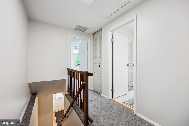 1279 Elm Grove Cir, Silver Spring, MD 20905 - hall featuring an upstairs landing, baseboards, and carpet flooring