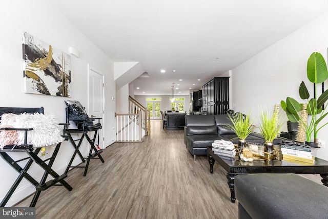 2660 Richmond Way, Hanover, MD 21076 - living room with wood finished floors, stairway, and recessed lighting
