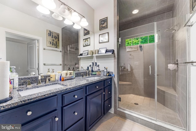 2660 Richmond Way, Hanover, MD 21076 - full bathroom featuring a stall shower, double vanity, and tile patterned flooring