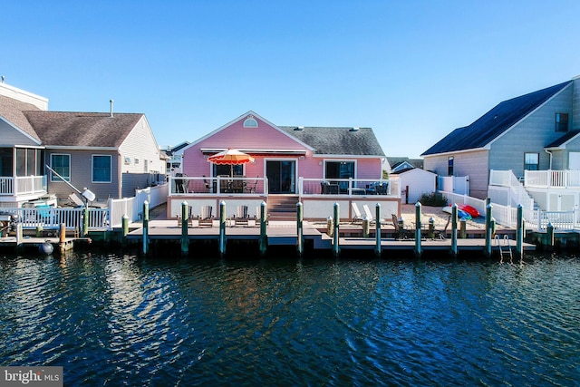 28 Diane Rd, Manahawkin, NJ 08050 - rear view of property featuring a deck with water view