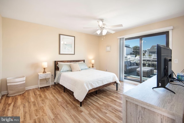 28 Diane Rd, Manahawkin, NJ 08050 - bedroom featuring access to outside, light wood-type flooring, baseboards, and a ceiling fan