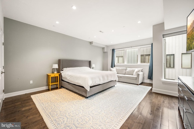 307 Reed St Unit C, Philadelphia, PA 19147 - bedroom featuring baseboards, dark wood-style flooring, and recessed lighting